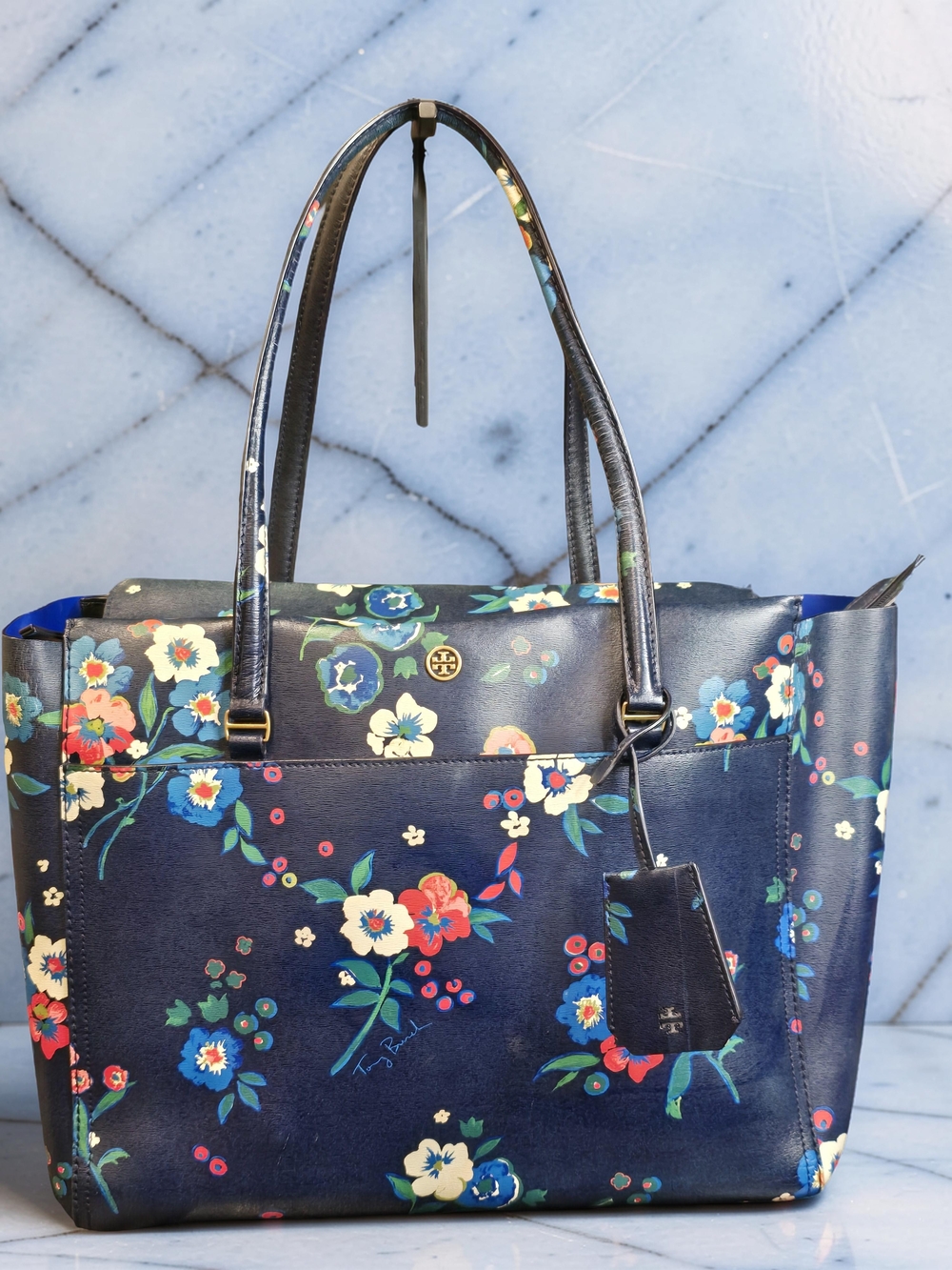 Tory Burch Parker Floral Large Tote – Pansy Bouquet